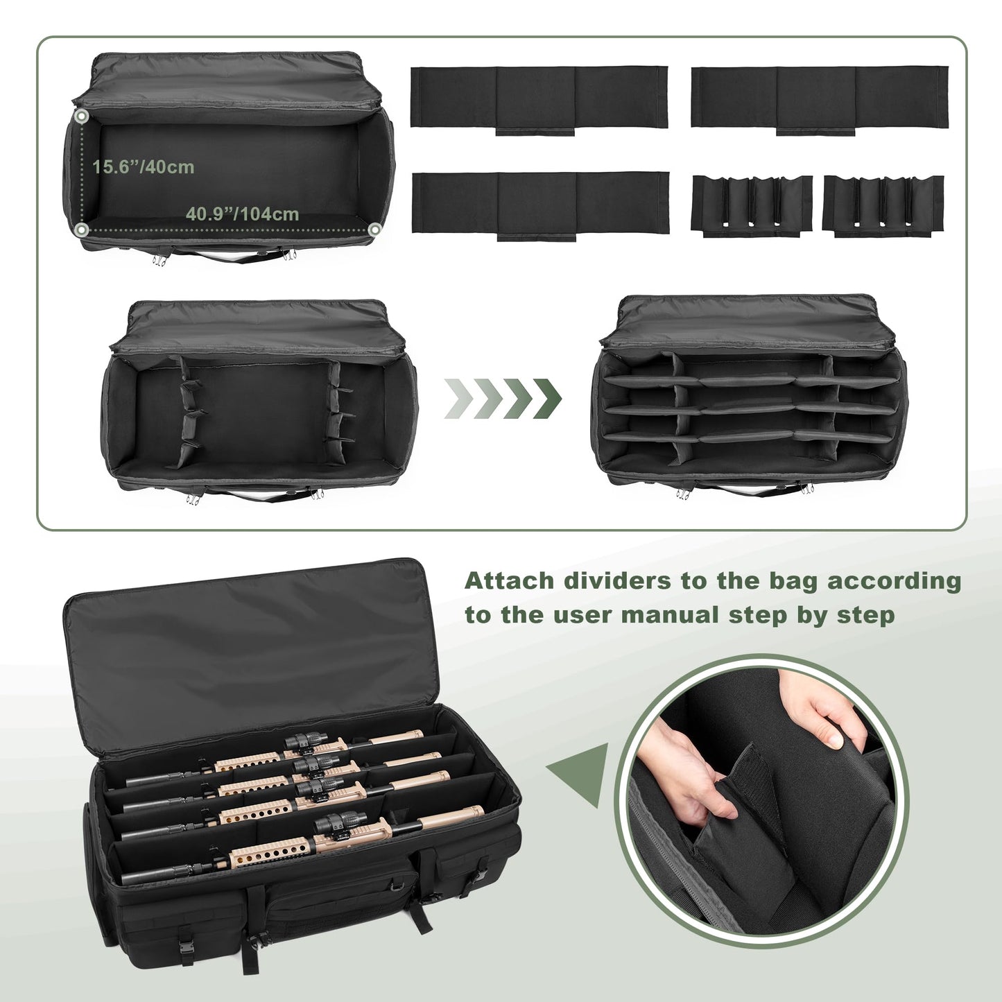 GOBUROS 42” Rifle Case for 4 Guns, Soft Multi Gun Case with Padded Dividers for Organization, Tactical Rifle Bag with Extra Pockets and Padded Handle for Rifle Accessory and Easy Shipping