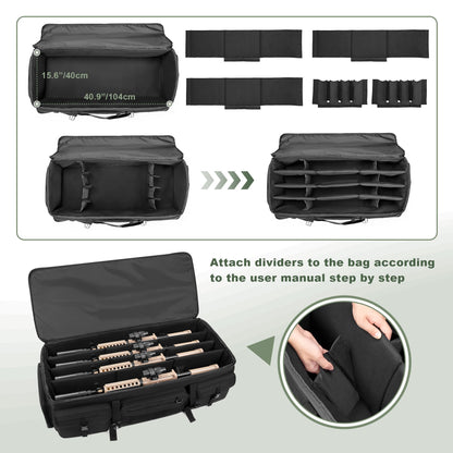 GOBUROS 42” Rifle Case for 4 Guns, Soft Multi Gun Case with Padded Dividers for Organization, Tactical Rifle Bag with Extra Pockets and Padded Handle for Rifle Accessory and Easy Shipping
