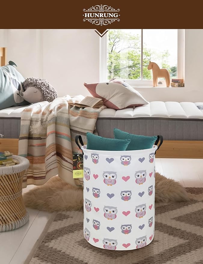 HUNRUNG Laundry Hamper, Large Canvas Fabric Lightweight Storage Basket Toy