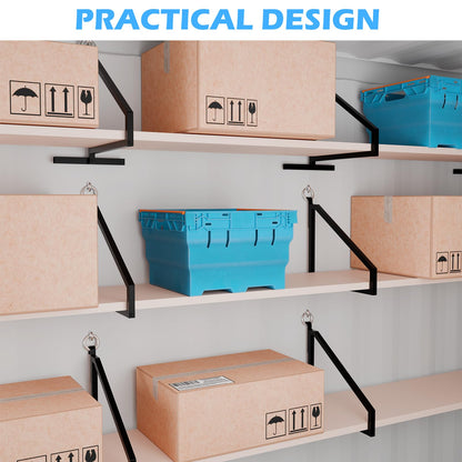 ZUIWAN Heavy Duty Shipping Container Shelving Bracket Kit (4-Pack) - 1-Tier Hanging Shelving Rack (19" D x 16" H), Universal Cargo Container Brackets