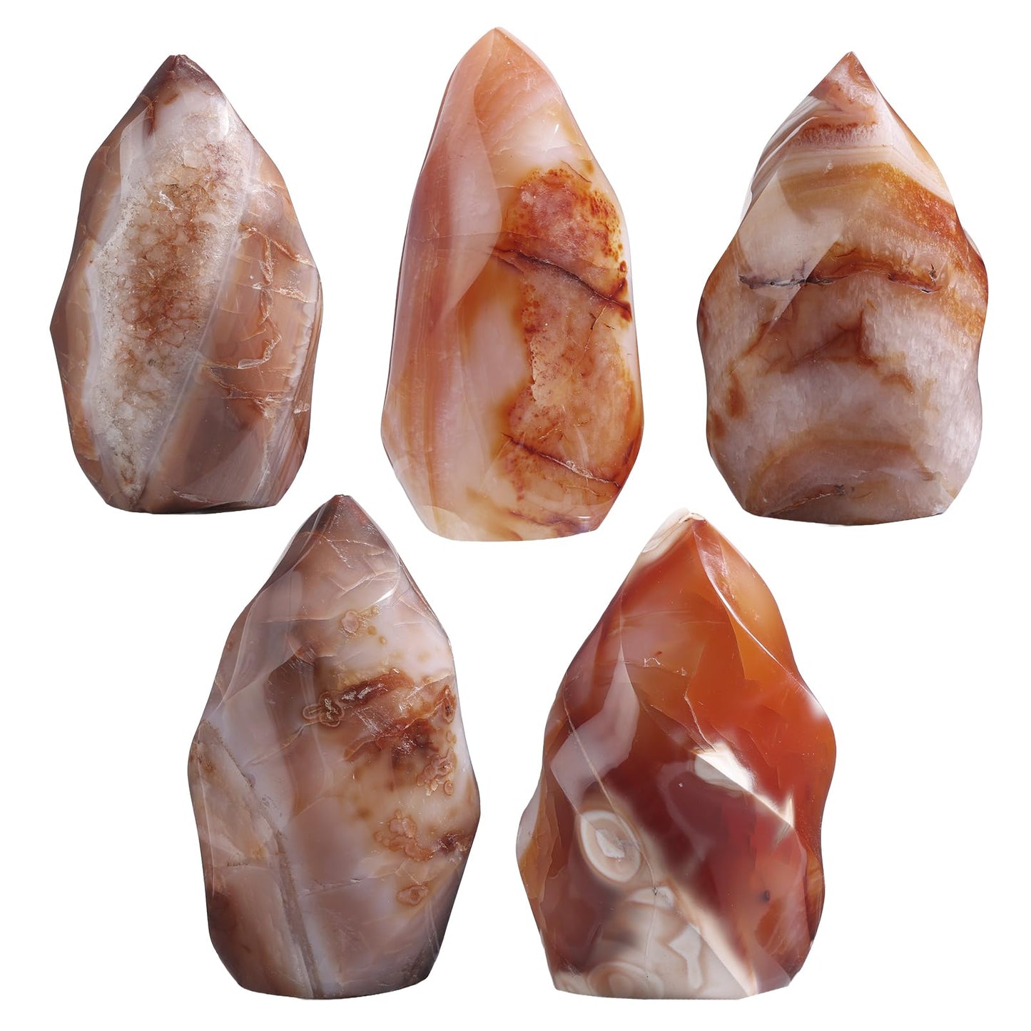 mookaitedecor Natural Carnelian Crystal Flame Tower Standing Torch Point Flame Shaped Stone Towers Obelisk Reiki Energy Meditation Home Decor, 0.88-1.1 LB
