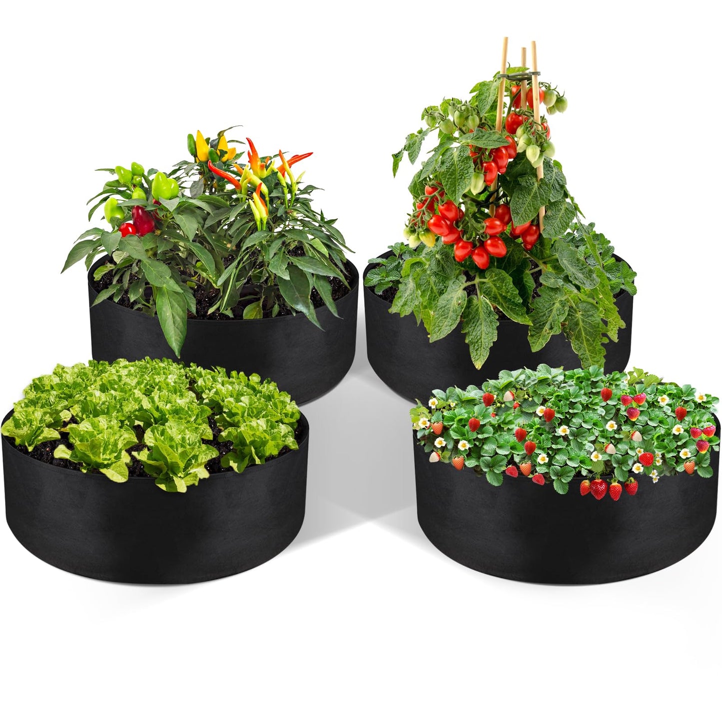 LBTING 4Pcs 30 Gallon Plant Grow Bags, Fabric Raised Planting Bed Heavy Duty Non-Woven Fabric Planter Pots for Garden Vegetables Flowers