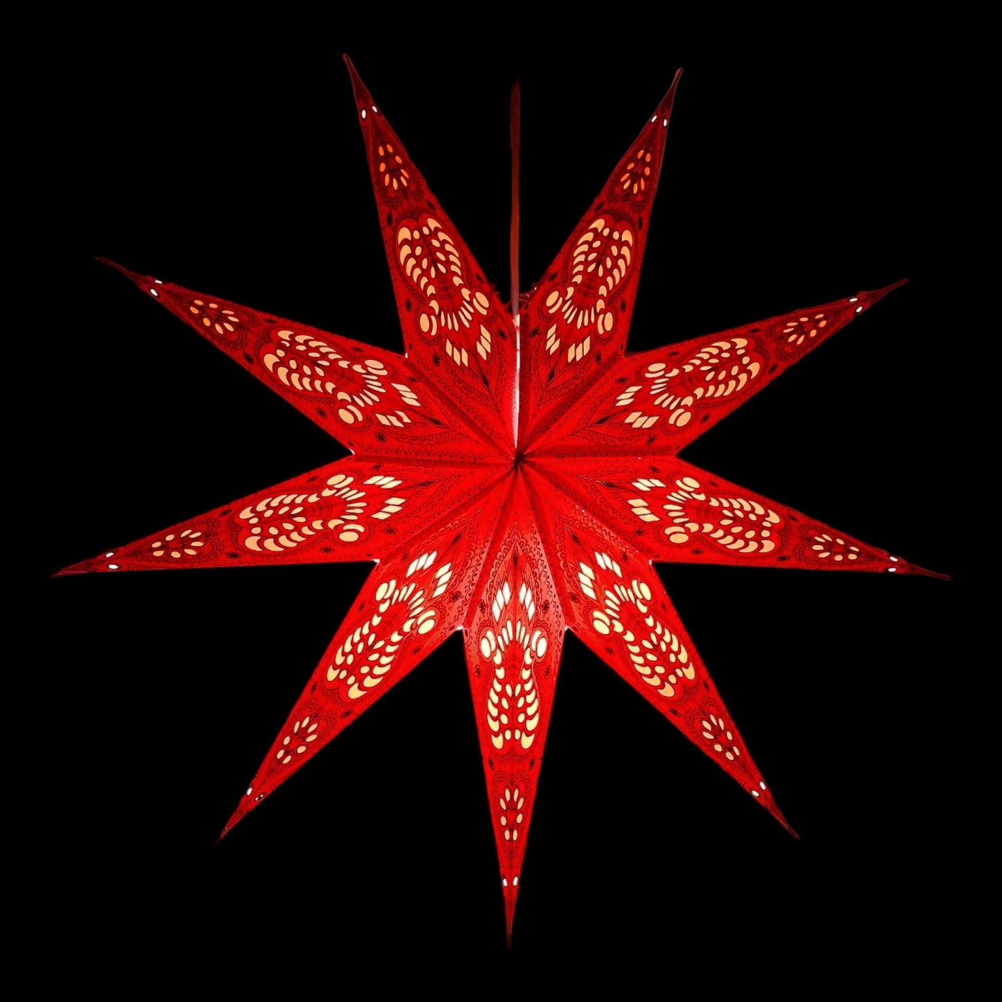 YEPSIO Lantern Lampshade 9 Pointed Paper Star Light Shades Large 60cm Star Hanging Decorations for Christmas Wedding Home Decoration Birthday Party (Red, Black)