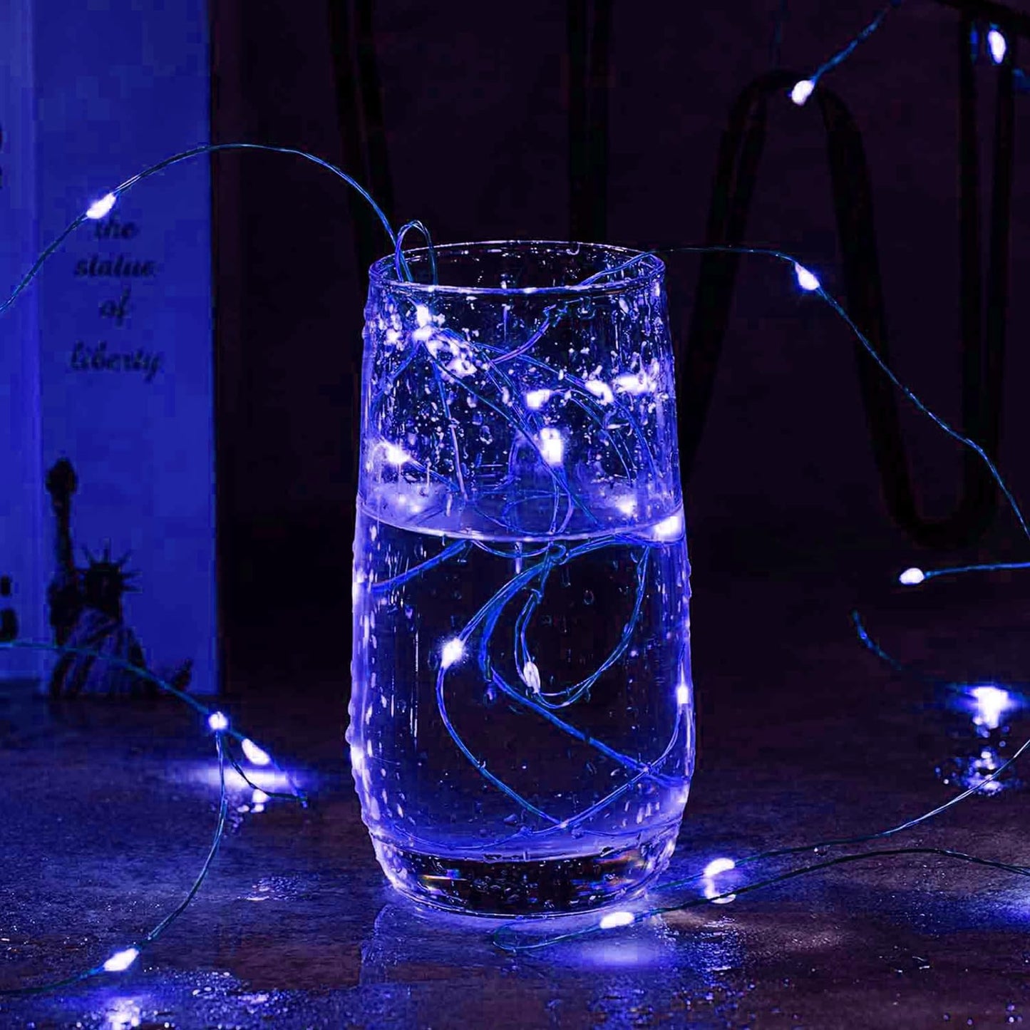Aogist 2-Pack16FT Fairy Lights with Spool,Ultra-Bright 50 LEDs Battery Operated Copper Wire String Light for Bedroom Christmas Wedding Centerpiece Parties Decoration,Blue