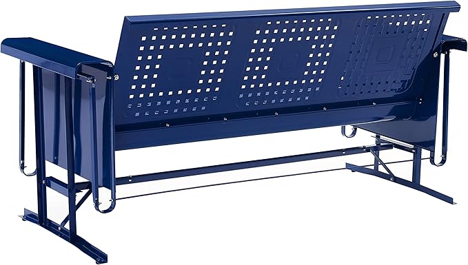 Crosley Furniture Bates Retro Metal Outdoor Sofa Glider, 3-Person Rocking Patio