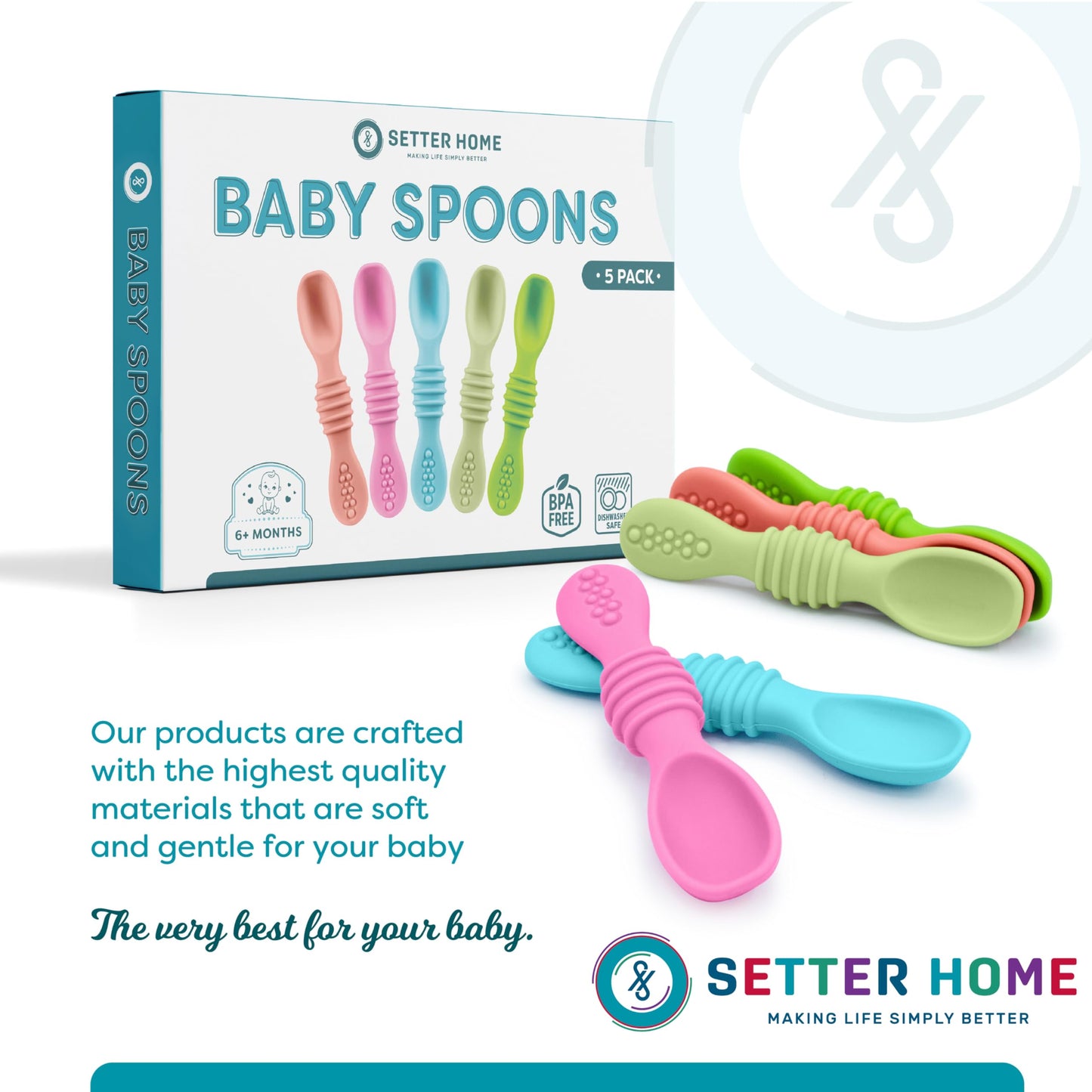 Soft Silicone Baby Spoons, Baby Spoon self Feeding Set for Babies 6-12 Months - Infant Feeding Spoons for Boys & Girls, Safty Tested Spoons, Baby Feeding Essentials, BPA Free, Great Gift