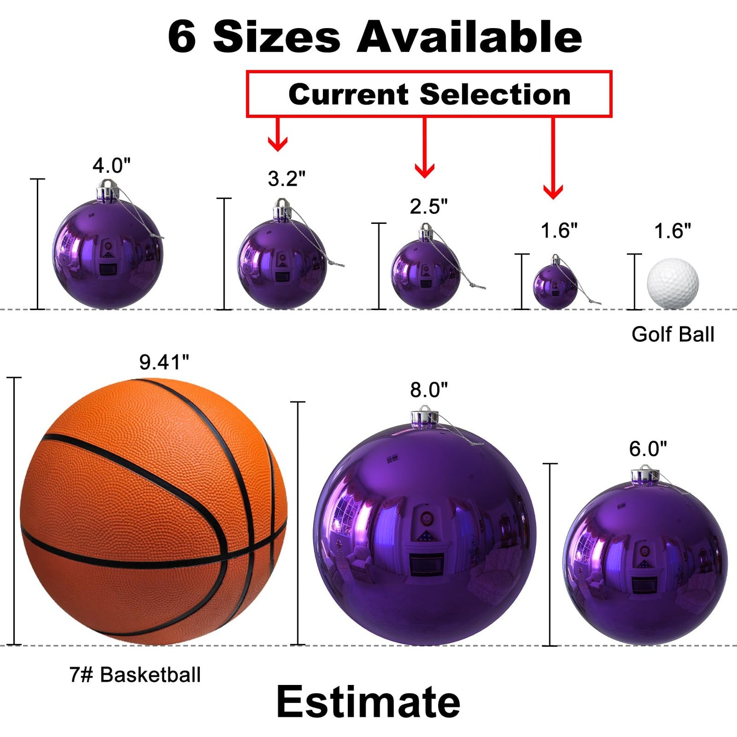 Purple Christmas Ornaments - Christmas Tree Decorations Shatterproof Hanging Balls for Birthday Wedding Holiday Decor Set of 36pcs, Multi-Sizes(1.6",2.5",3.2")