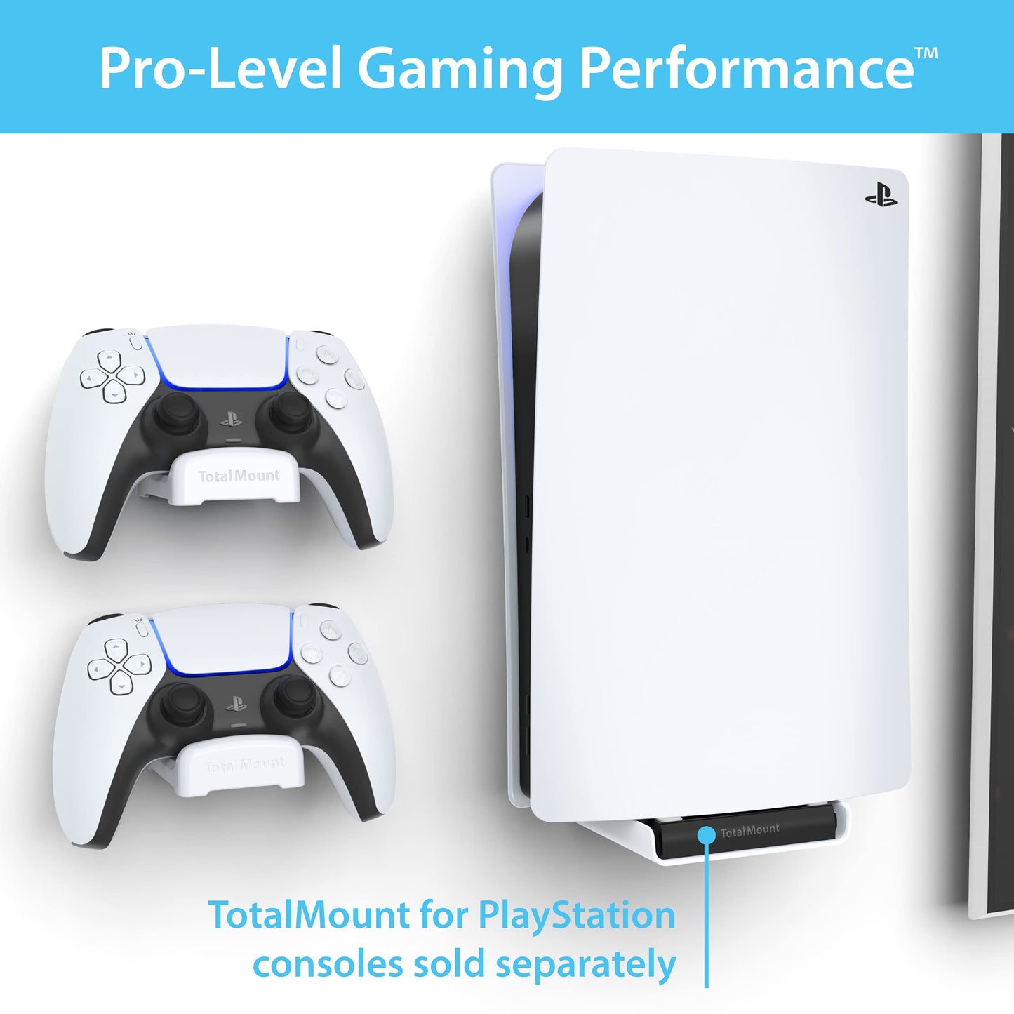 TotalMount Holders for PS5 Controllers – Premium Mounts Will Not Damage Your Wall with Screws or Permanent Adhesive (Wall Stands for PlayStation Controllers – Two Pack)