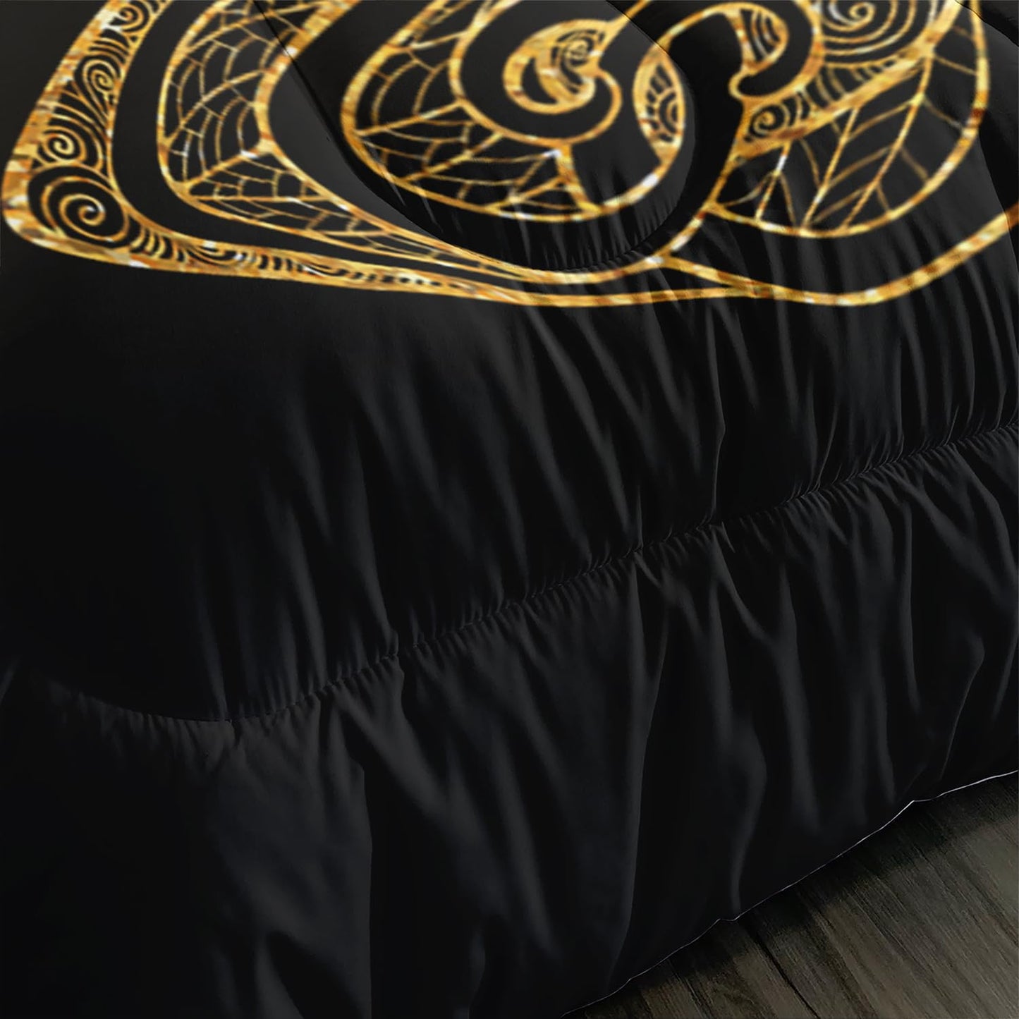 UEVBF Kids Bedding Twin Size Comforter Set,Black and Gold Butterfly Bedding Comforter Sets for Boys Girls Room Decor,Animal Themed Artistic Aesthetic Bedding Sets with 2 Pillowcases.