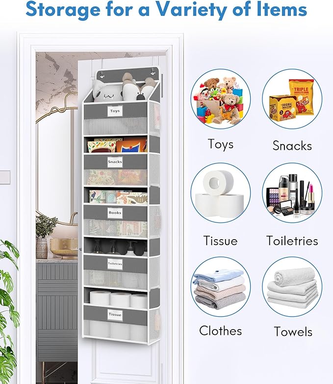 Over The Door Organizer Hanging, 2 Pack 5 Shelf Behind The Doors Storage
