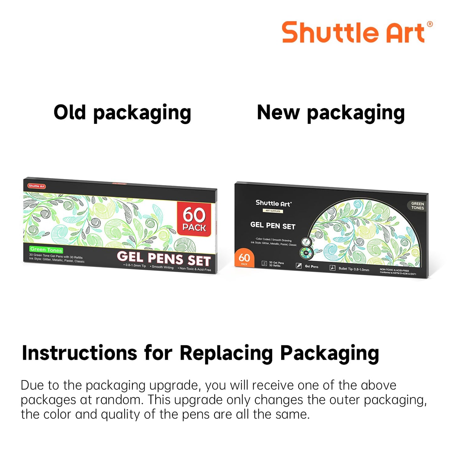 Shuttle Art 60 Pack Green Tone Gel Pens, 30 Green Tone Gel Pens with 30 Refills for Adults Coloring Books Journaling Drawing Nature, Landscapes, Animals Scenes