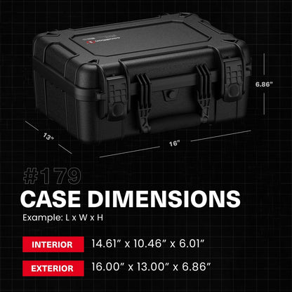 Condition 1 16" 2 Pistol Case, Model 179, Heavy Duty Waterproof Hard Gun Case with 8 Slot Mag with Pre-Cut Foam, 16" x 13" x 6.86"