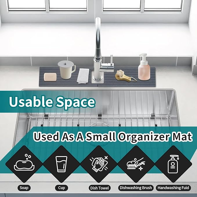 Kitchen Sink Faucet Mat, Prevents Moisture Buildup, Suitable