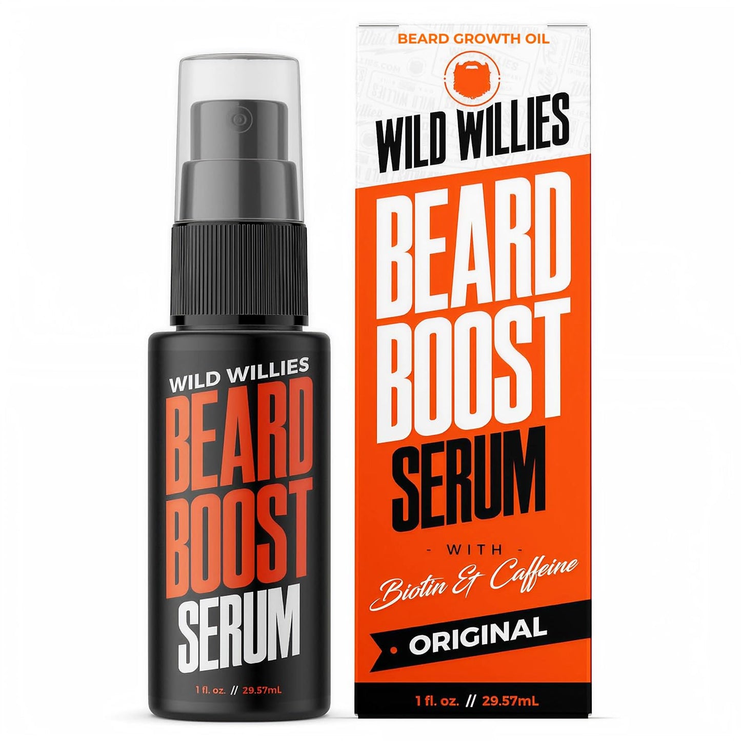 Wild Willies Beard Growth Kit - Premium Derma Roller & Beard Boost Serum - Microneedle Roller & Beard Hair Growth Serum with Biotin & Caffeine for Fuller Beard, Scalp Care - Easy to Use Kit with Case