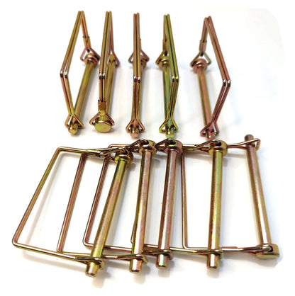 10 Pieces 1/4 Inch Wire Lock Pin, Trailer Coupler Pin,Hitch pin ,Heavy Duty Safety Coupler Pin Shaft Locking Pin for Farm Trailers Wagons Lawn Garden(Square, Gold)