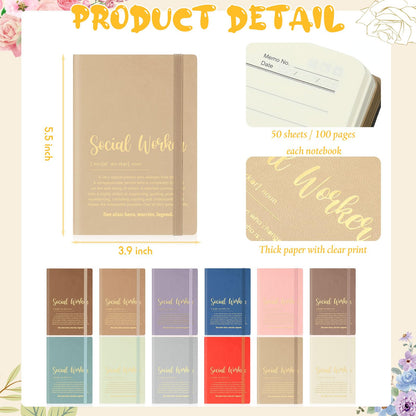 Supervitae 24 Set Social Worker Gifts Bulk, A6 Inspirational Notebooks with Ballpoint Pens, Employee Appreciation Thank You Gifts for Volunteers Coworkers Nurses Retirement(Fresh Color)