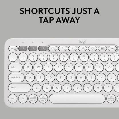 Logitech Pebble Keys 2 K380s, Multi-Device Bluetooth Wireless Keyboard with Customizable Shortcuts, Slim and Portable, Easy-Switch for Windows, macOS, iPadOS, Android, Chrome OS - Tonal Graphite