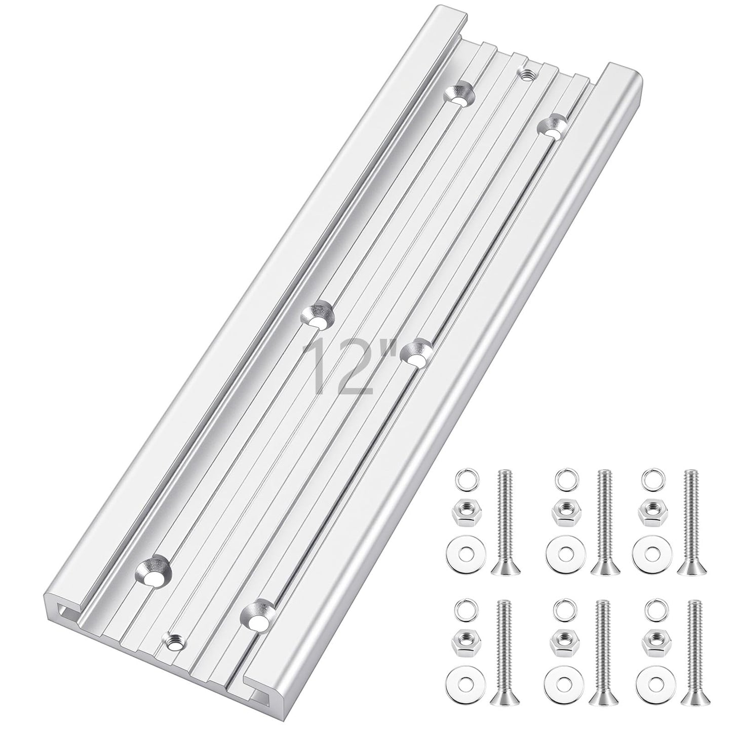 Frienda 12 x 3.5 in Aluminum Mounting Track System for Boat Accessories, Fishing Systems Tracks for Rod Holders Downriggers Other Components for Trolling Fishing, Aluanodized Aircraft Grademinum