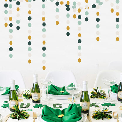 Sage-Green Ivory-Gold Bridal-Shower Decorations Streamers - 52FT Rustic Wedding Paper Garland Hanging Decoration,Baby Jungle Safari Birthday Party Decor Banners Bachelorette Engagement Bunting