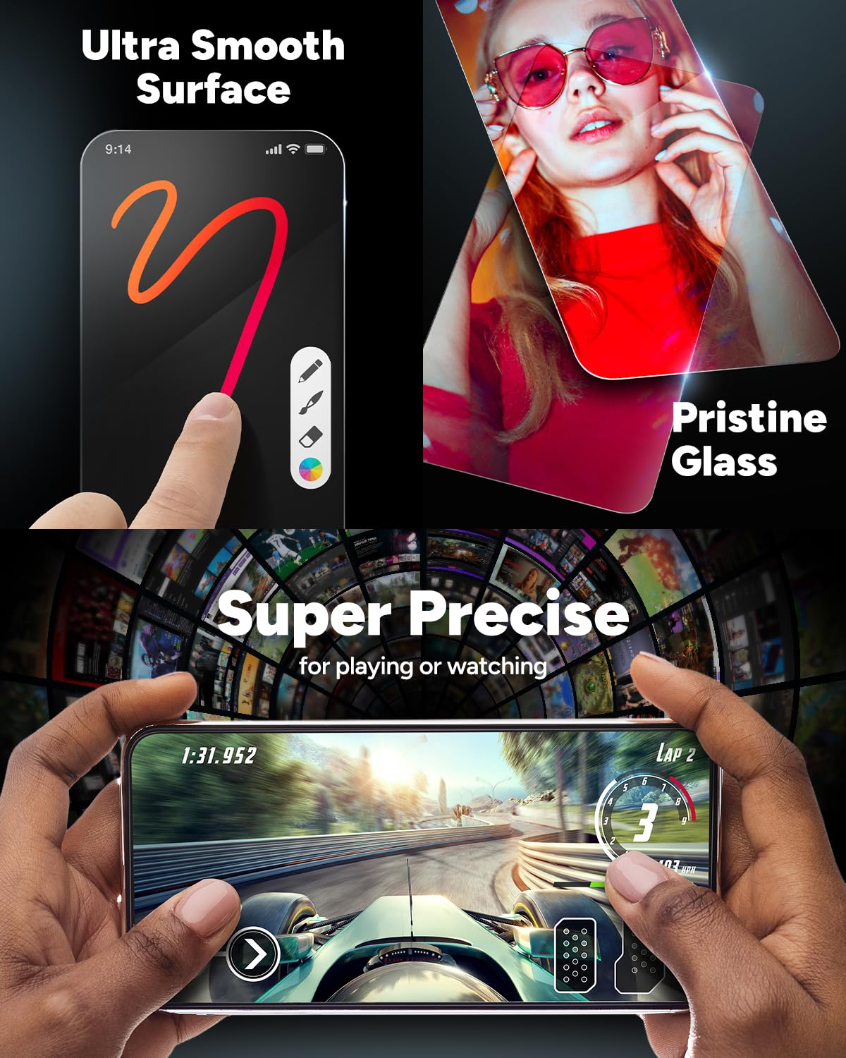 ZAGG Glass+ Screen Protector for iPhone 16e/ 14/13/ 13 Pro - 3X Shatter Protection, High Scratch Resistance, Oil-Resistant, Reinforced Edges, InvisibleShield, Easy Install