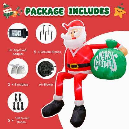 GUDELAK 8FT Christmas Inflatables Outdoor Decoration, Climbing Inflatable Santa Claus Blow Up Yard Decorations with LED, Inflatable Christmas Decorations Outdoor for Yard Roof Garden Lawn