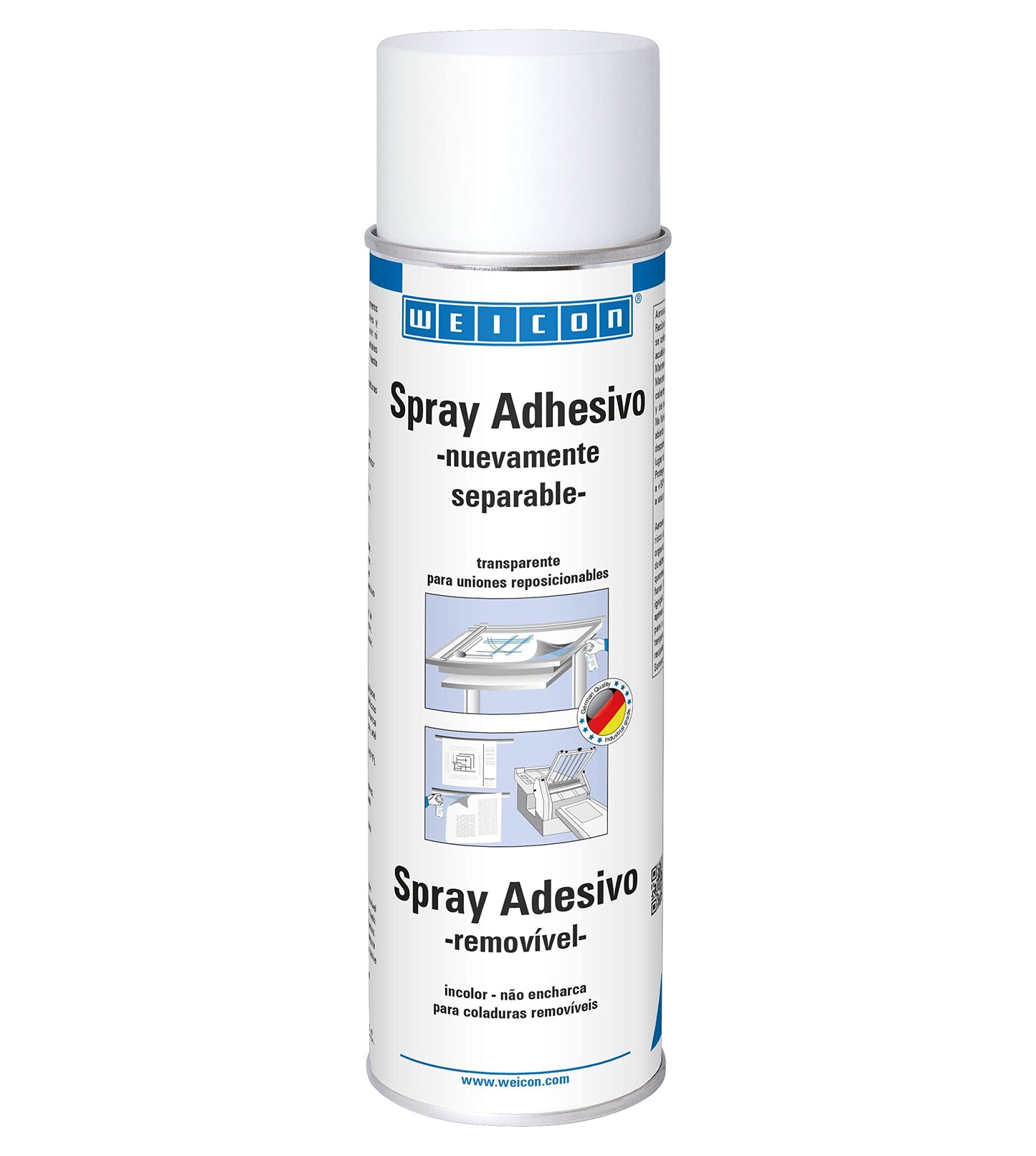 WEICON Adhesive Spray Detachable 500 ml, Non-Permanent for plotters, Cutting mats, Screen Printing & Stencils, Transparent