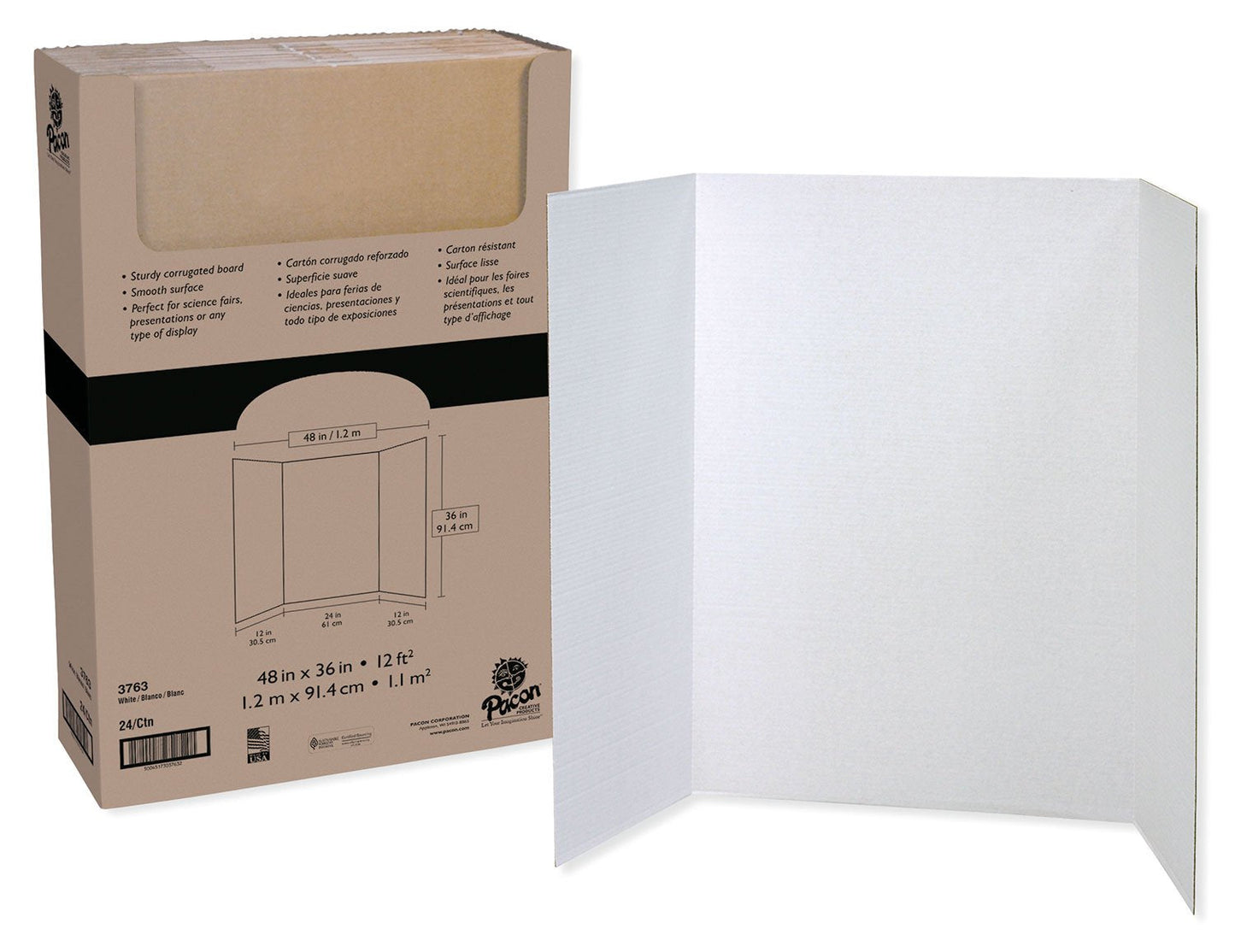 PAC3763 - Pacon Spotlight White Headers Corrugated Presentation Board