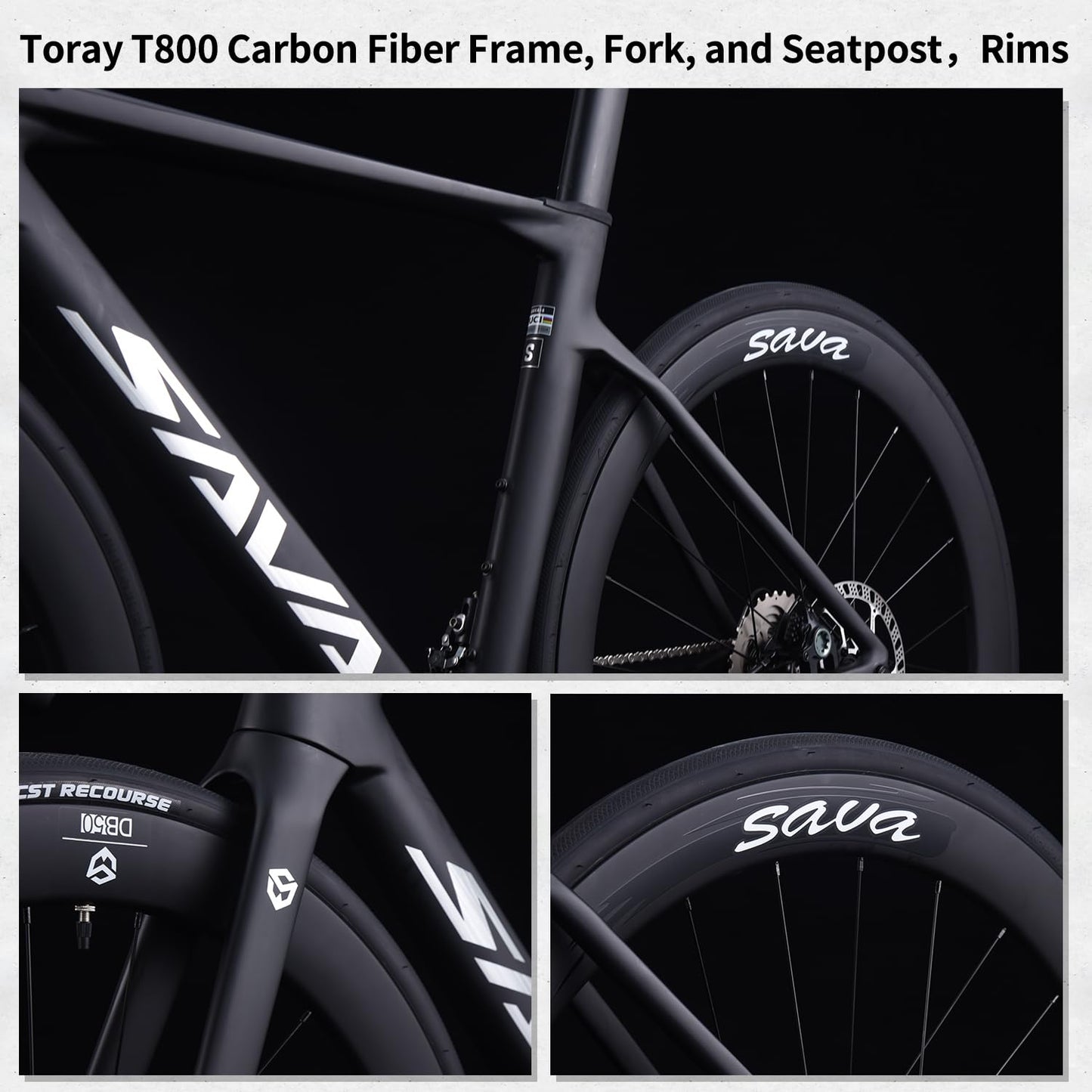 SAVADECK A7L Carbon Road Bike, T800 Carbon Fiber Frame 700C Racing Bicycle with Shimano 105 R7100 24 Speed Groupset and Hydraulic Disc Brake, Ultra-Light Carbon Bike for Man and Women(White,51cm)
