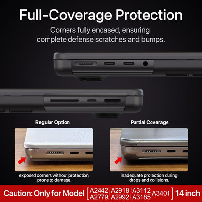 Soonjet for MacBook Pro 14 inch Case 2024-2021 M4 M3 M2 M1 Pro/Max [100% Match Official Color] A3401 A3112 A2992 A2918 A2779 A2442 Matte Cover Protective Hard Shell Case Laptop - Space Black Clear