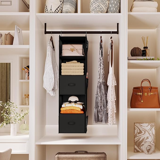 YOUDENOVA Hanging Closet Organizer, 5 Tier Hanging Closet Shelves