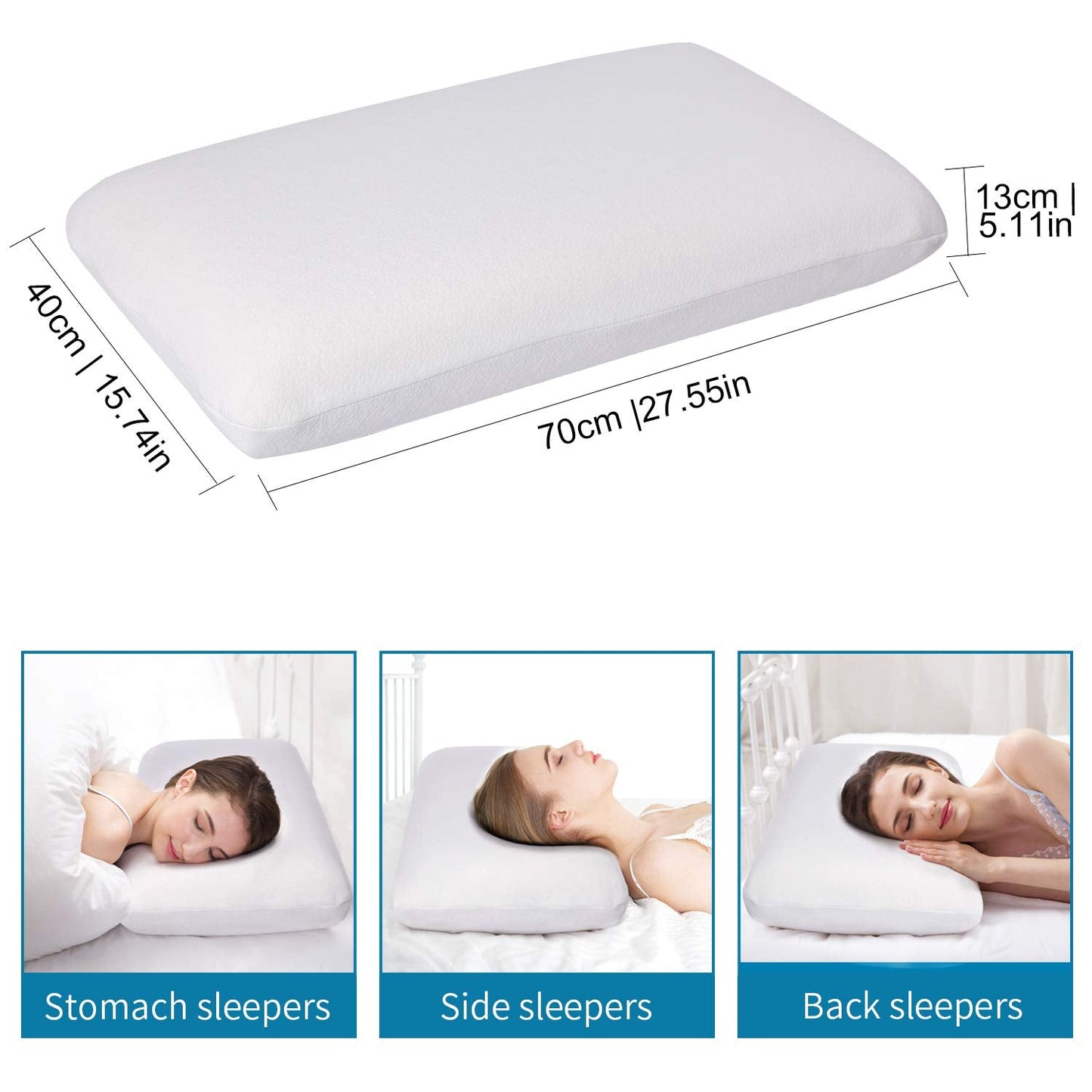Findigit Memory Foam Neck Support Pillow King Size (27.55x15.74inch), Ergonomic Orthopedic Neck Support Sleeping Bed Pillows, for Side Back Stomach Neck and Shoulder Sleeper