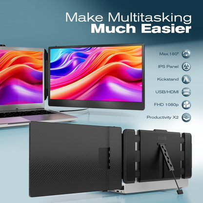 Teamgee S1 Dual Laptop Screen Extender — 14” FHD IPS Portable Monitor for 13–17” Laptops, USB-C/HDMI Plug & Play, Compatible with Windows, macOS & Android, Perfect for Hybrid Work & Travel