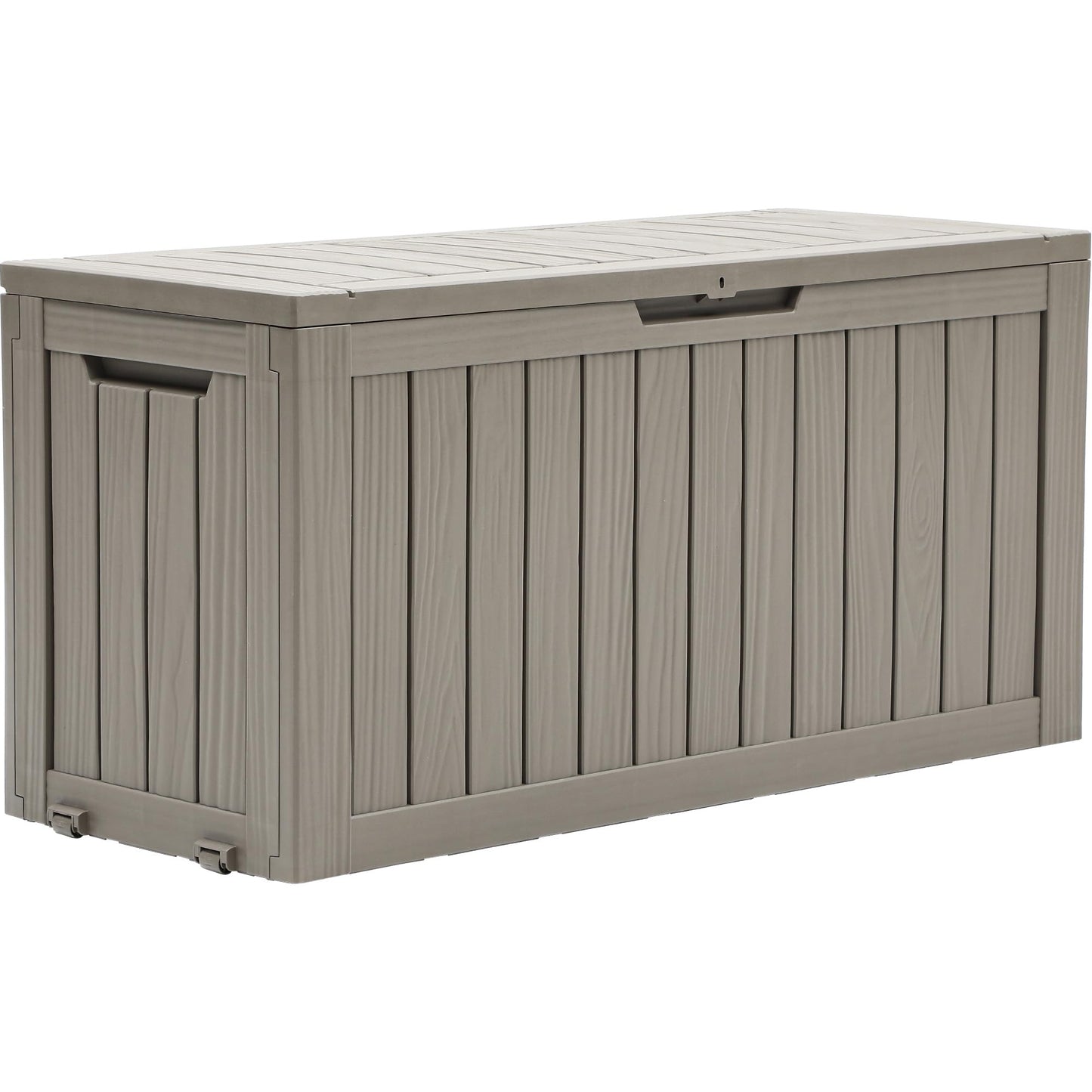 YITAHOME 72 Gallon Outdoor Storage Box w/Wheels, Resin Deck Box Indoor & Outdoor Patio Storage Box for Throw Pillows, Athletic Gear, Yard Implements (Light Brown)