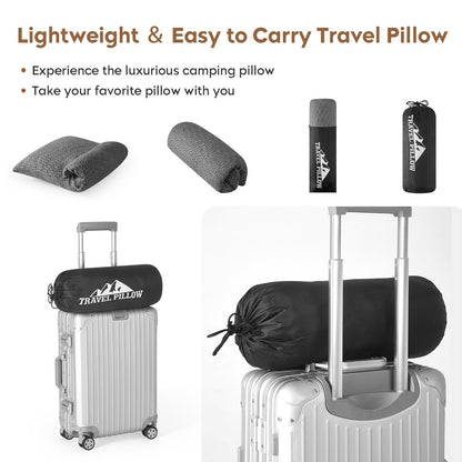 PEUJEW Small Shredded Memory Foam Pillow, Camping Pillow Travel Pillow - Compressible Medium Firm, Breathable Cover, Ideal Backpacking Hiking, Airplane and Car