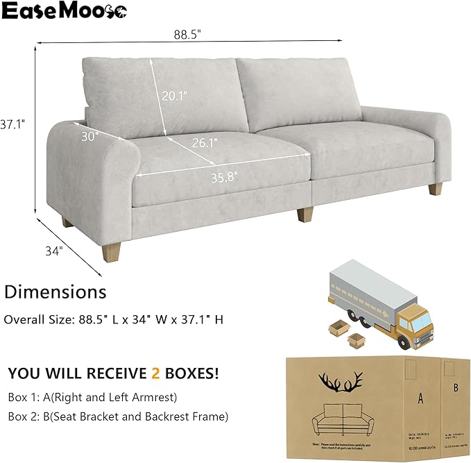 EASE MOOSE 88.5" Velvet Loveseat Couches
