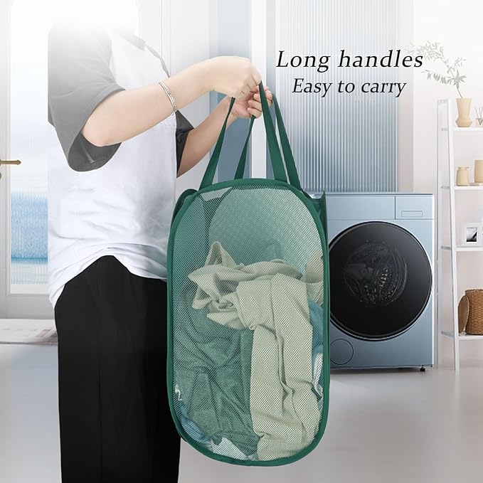 Upgraded 100L Extra Large Collapsible Laundry Baskets, 2 Pack XL Mesh Pop Up