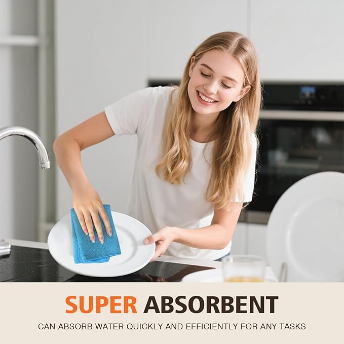 KinHwa Kitchen Washcloths for Dishes Absorbent Microfiber Dish Cloths Quick Dry