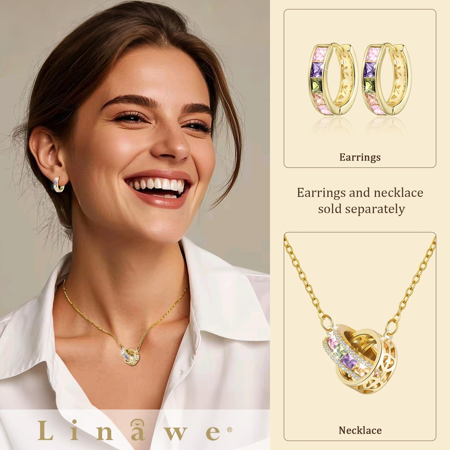 Linawe Gold Hoop Earrings for Women Trendy, Cubic Zirconia Rainbow Earrings, Tiny Mini Small Huggie Earrings, Safety Pin Flat Back Stud Earrings, Tragus Piercing Jewelry
