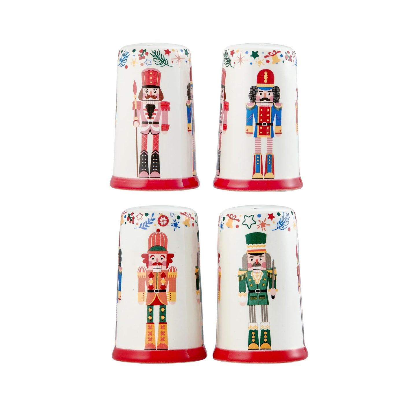 Bico Christmas Soldier Ceramic Salt & Pepper Shaker Set, for Kitchen or Decor, Dishwasher Safe