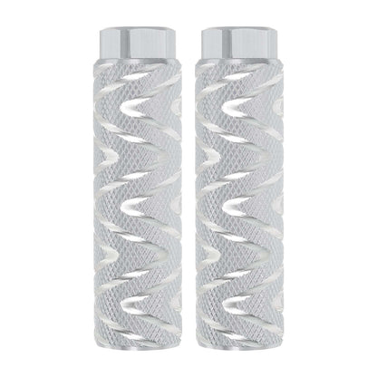 PATIKIL Bike Pegs Fit 3/8 Inch Axles, 2 Pack Aluminum Alloy Anti-Skid Lead Foot Small Bicycle Peg Back Seat Stands with Stripe for BMX Mountain Dirt Bike Cycling Rear, White