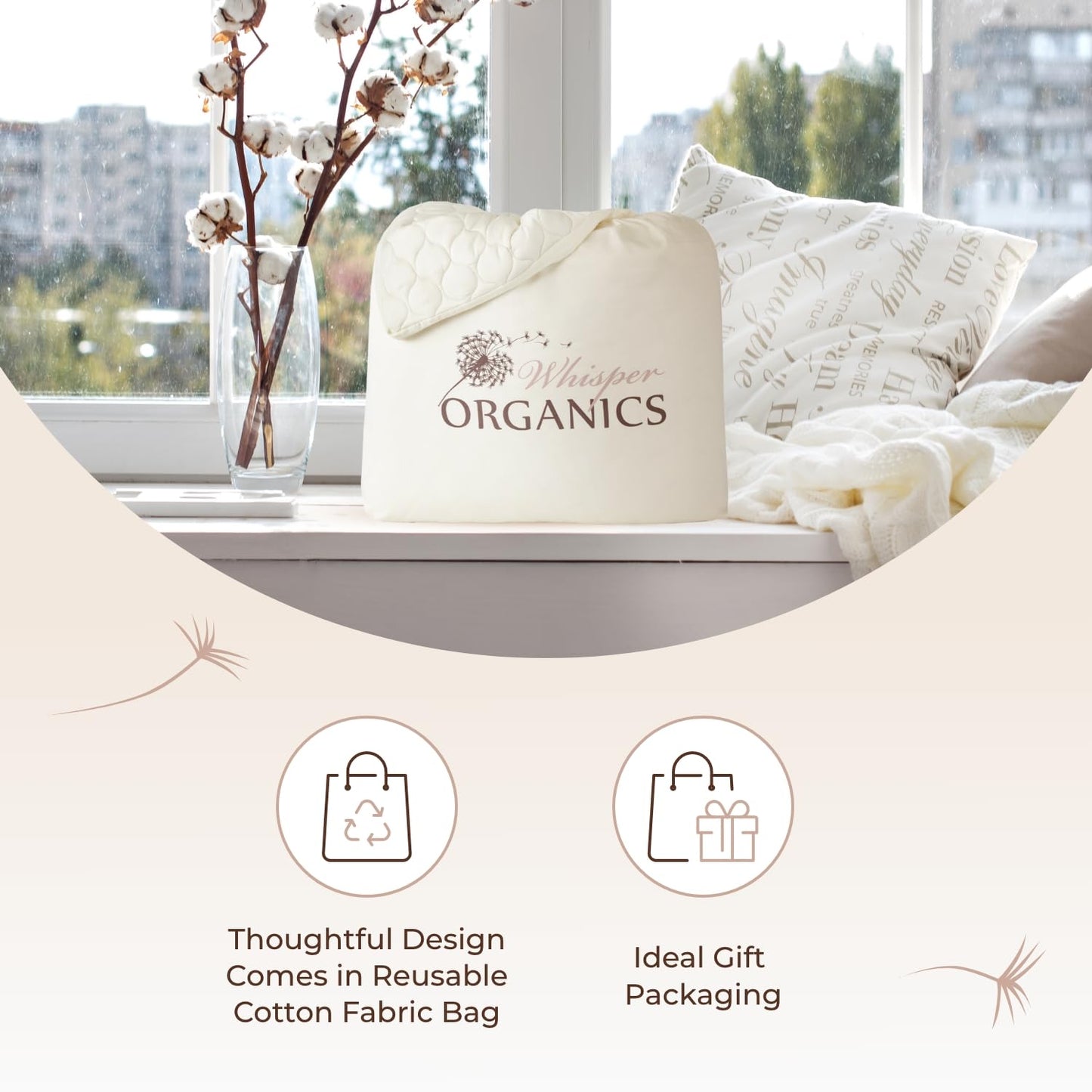100% Cotton Organic Mattress Pad - Breathable & Cooling Mattress Protector Twin Size - Premium 300GSM Quilted and Machine Washable - Fairtrade & GOTS Certified Bed Protector (Ivory, Twin)