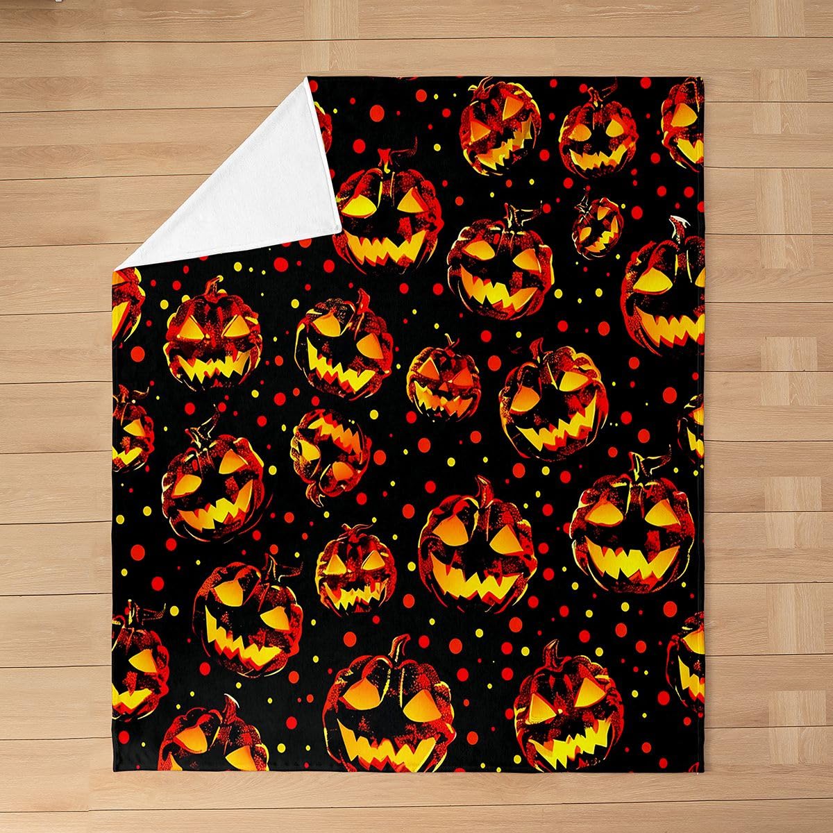 Feelyou Spooky Pumpkin Flannel Blanket Plush Fuzzy Halloween Themed Fleece Throw Blanket for Boys Girls Trick or Treat Plush Lightweight Sofa Throw Throw 50"x60" for Bed Couch Chair Living Room