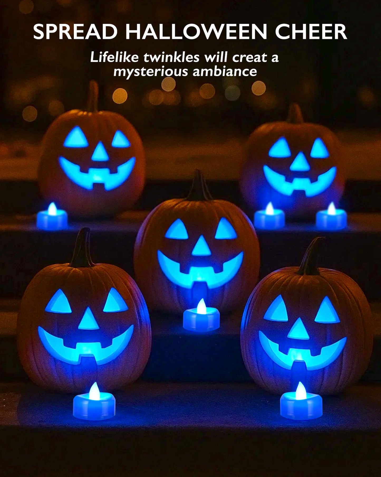BEICHI Flameless Candles, Tea Lights Battery Operated, No Flickering Votive Candles LED Tea Lights for Halloween Christmas Wedding Home Decor (50 Pack, Blue)