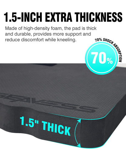GEAVESS 1.5" Extra Thick Garden Kneeling Pad, Comfortable Foam Knee Pad with Handle, Durable Supportive Knee Cushion for Gardening, Yard Work, Car Repairing, Workshop, Baby Bathing, 17.5"x11", Black