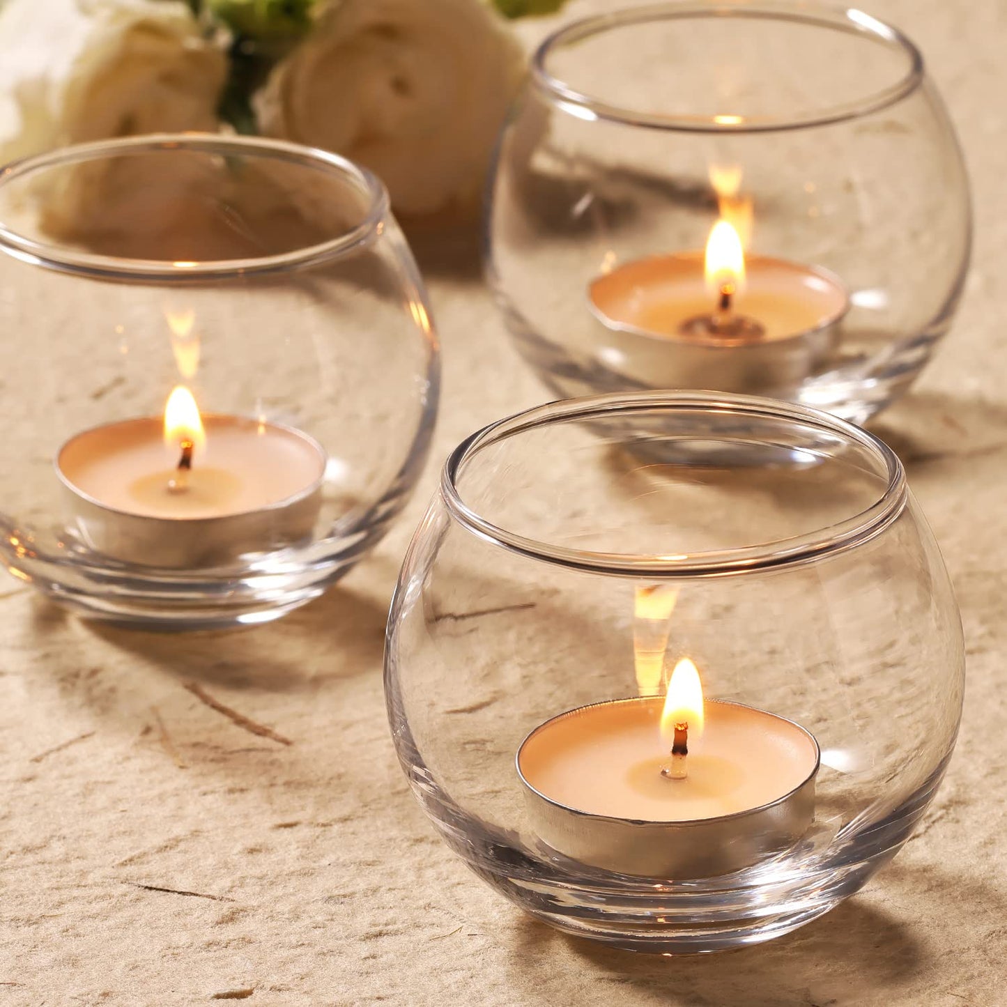 Volens 24PCS Clear Votive Candle Holders for Table Centerpieces, 2''×2'' Round Glass Tealight Candle Holders Bulk for Wedding Decor and Home Decorations