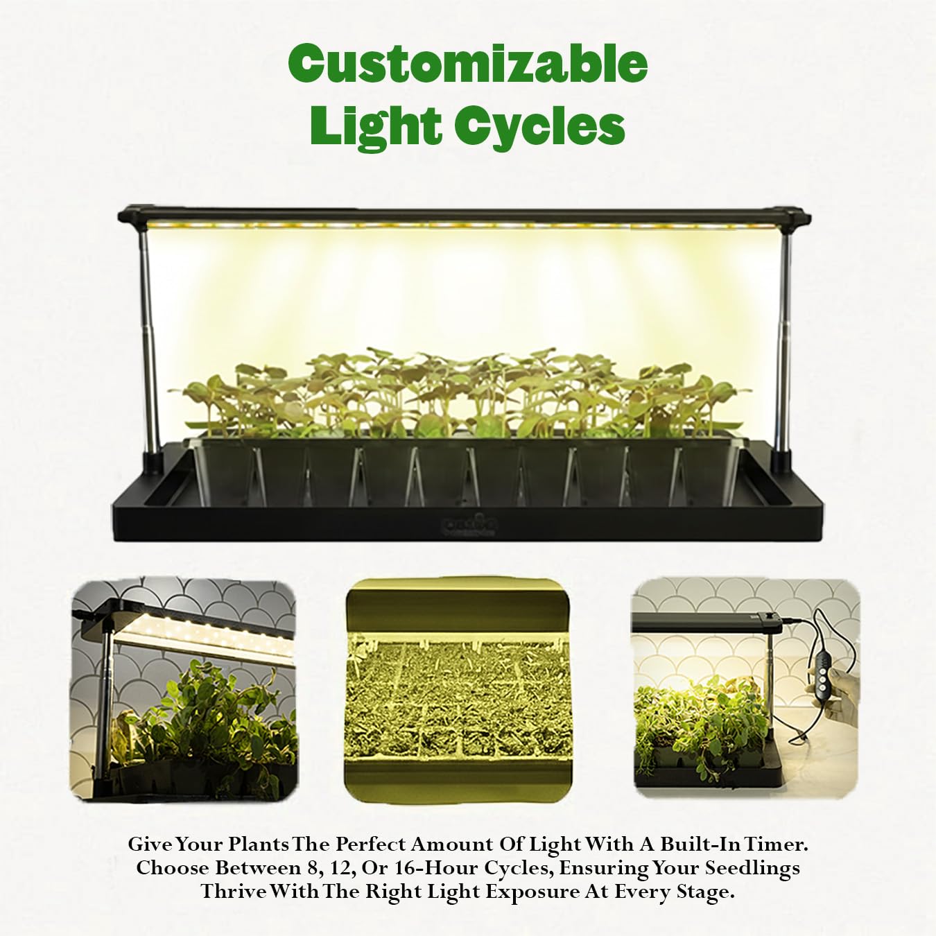 Epic Gardening Seed Starting Grow Light - Full-Spectrum LED with Adjustable Height & Integrated Tray for Indoor Seedlings | Energy-Efficient, Long-Lasting Light with Timer (Standard)