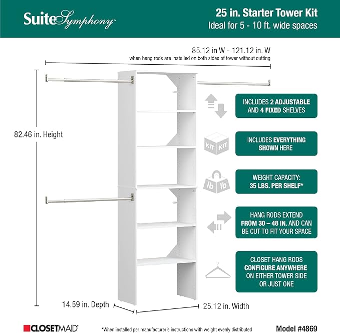 ClosetMaid SuiteSymphony Wood Closet Organizer Starter Kit