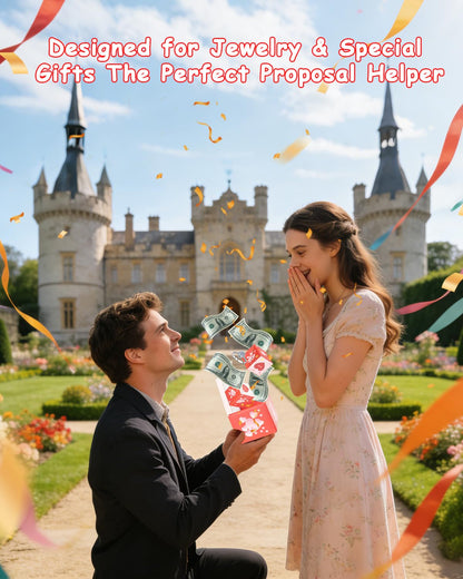 ASSRECT Exploding Gift Box -Valentine's Day, BirthdaySurprise Box Pop Up with 12 Money Holders, ReusableDate Gift Box for Valentine's Day, Cash, Gifts, Birthday, Party supplies (Pink)