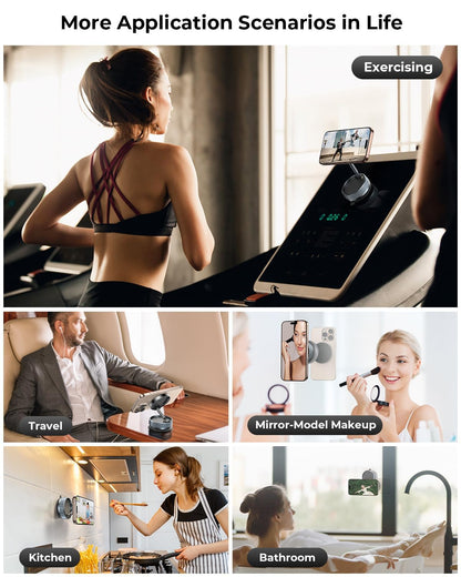 Upgraded Vacuum Magnetic Phone Holder Stand [89+LBS Strongest Suction & 24*N55 Ultra Magnetic] 360° Adjustable Car Phone Mount for MagSafe Suction Cup, Compatible with Car/Gym/Mirror for iPhone 17 16