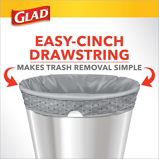 Glad Medium Trash Bags, 8 Gallon, Lemon Fresh Bleach Garbage Bags, Resists